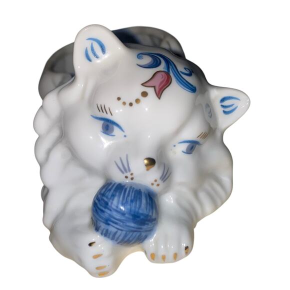 Vtg ELIZABETH ARDEN Floral Kitten Scented Candle Double Wick Two Piece Porcelain - Picture 11 of 16